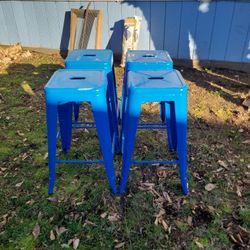 Four Blue Stools