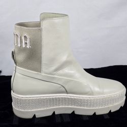 Puma Fenty Rihanna Chelsea Boots Cream White Platform Size 9.5