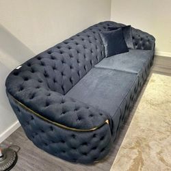 LUPINO BLACK VELVET SOFA & LOVESEAT