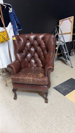 Vintage leather library chair
