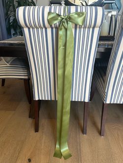 Satin, sage colored, pre-tied chair bows