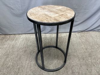 HAMMARY Modern Basics Round Travertine Side Table