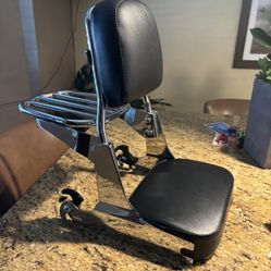 Harley Davidson Passenger Backrest Sissy Bar And Luggage Rack , Plus Cushion Included . 