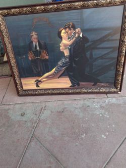 Framed Tango Dance Scene Painting