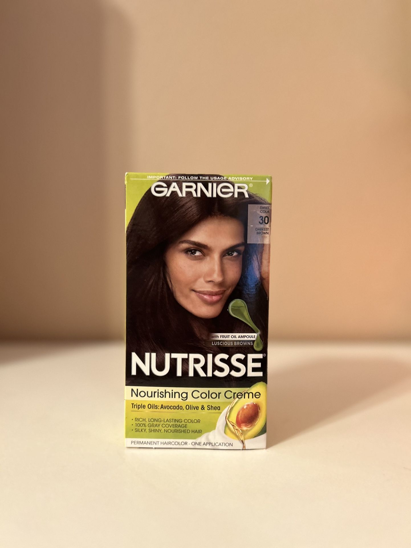 Garnier Nutrisse Nourishing Hair Color Creme, 30 Darkest Brown (Sweet Cola), 1 Kit