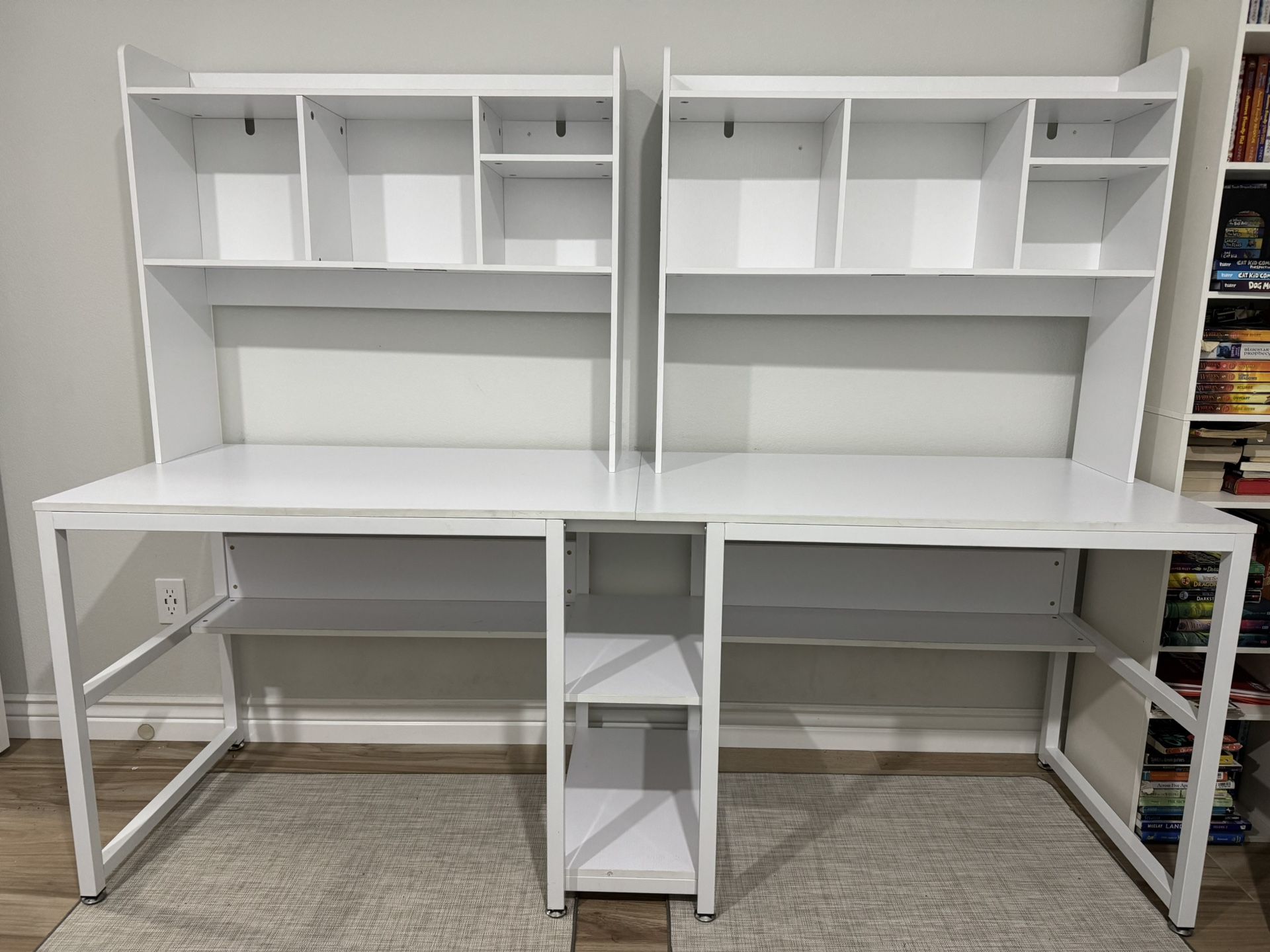 Two-Person Computer Desk + Dual Hutch Bundle