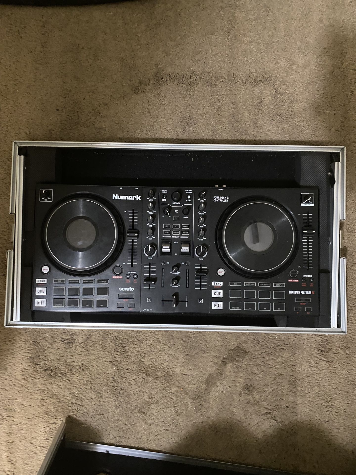 Numark Mixtrack Platinum FX With Odyssey Flight Ready Laptop Slide Case
