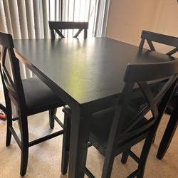 Black Dinning Table & 4 Chairs 