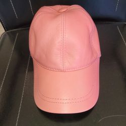 100% Leather Pink Baseball Cap