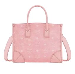 Mcm Small Munchen Visetos Tote in Bloosom Pink