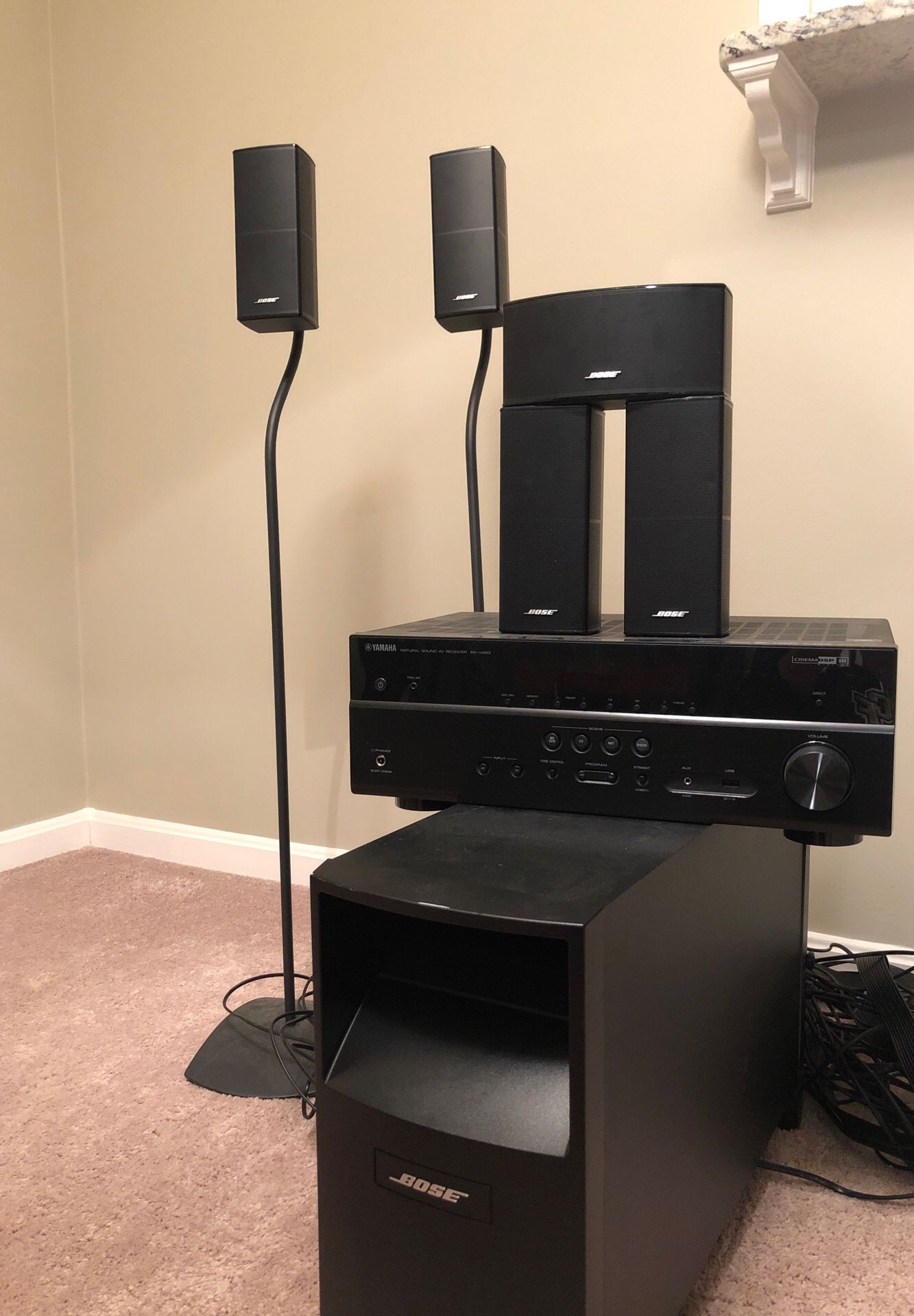 Amazing Bose surround sound + Yamaha receiver set