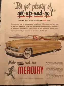 An all glass framed Mercury car ad original like the day this ad was viewed in 1949 from Post