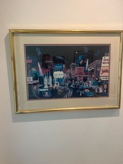 Framed Vintage 1985 Melanie Taylor Kent "Las Vegas" Serigraph Print + COA