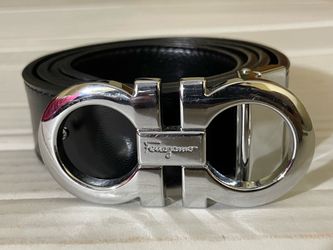 Salvatore Ferragamo Reversible/Adjustable Belt Polished Silver Buckle Belt