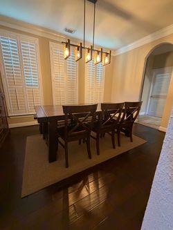 Pottery Barn Benchwright Dining table 86”-122” + 3 Pottery Barn Aaron Chairs + Benchwright bench
