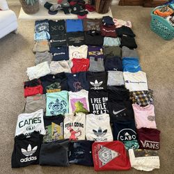Mens Clothing Lot T-shirt Pants Hat Accessories Teens Shoes LongSleeve Shirt 50+ items Nike adidas 