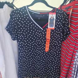 Tommy Hilfiger Women's Navy Polka Dot Top
