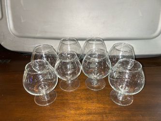 Vintage Handblown Seedy Glass Brandy Snifters – Set of 8