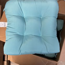 New 20" x 20" Blue Solid Print Square Chair Outdoor Seating Cushion with Water-Resistant Material