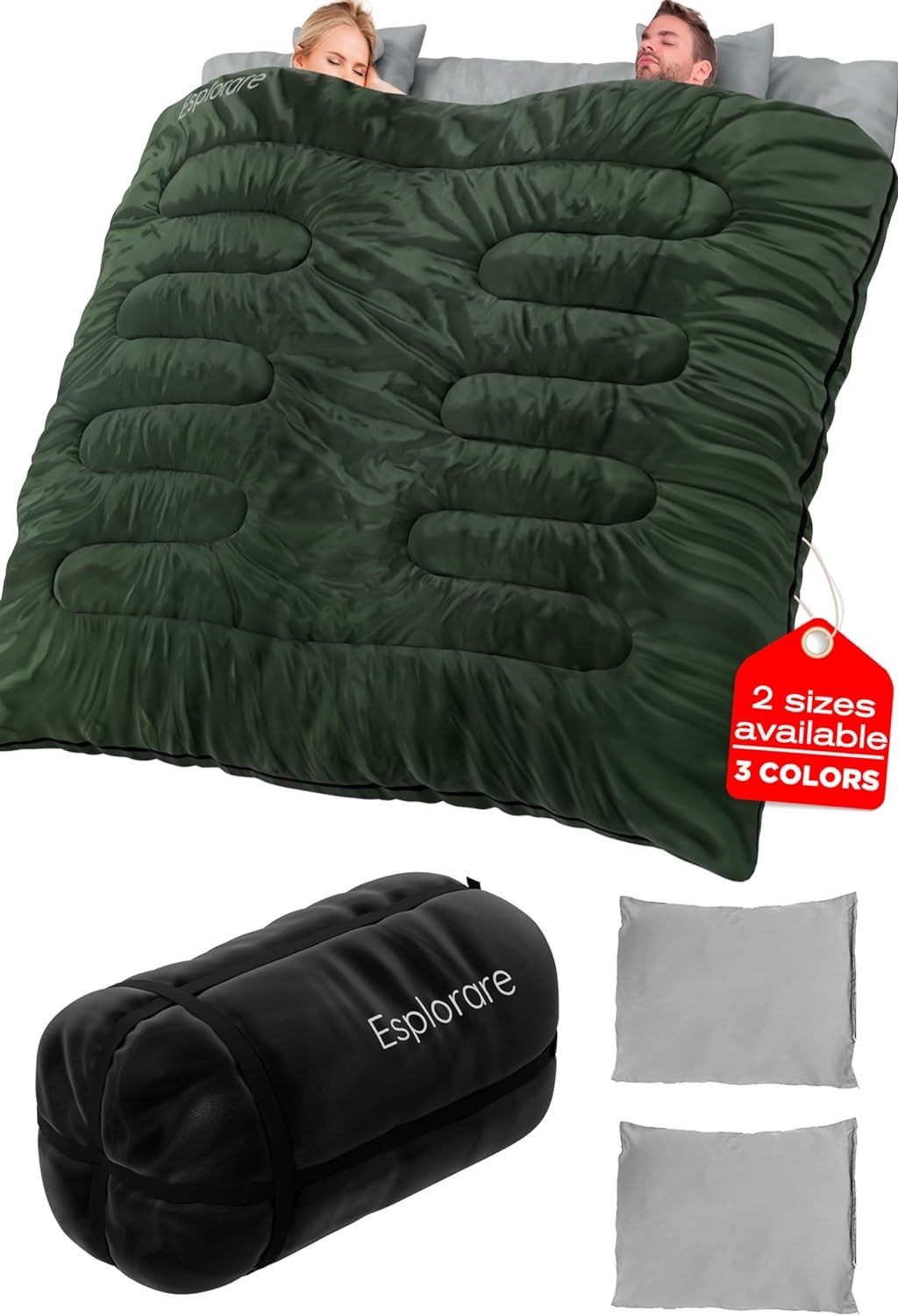Double Sleeping Bag-Double Sleeping Bags for Adults 2 Person Sleeping Bag King Size Sleeping Bag XL Sleeping Bags for Adults Two Person Sleeping Bag C