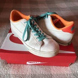 Nike Sweet Classic Women’s White Orange Teal Leather Low Shoes