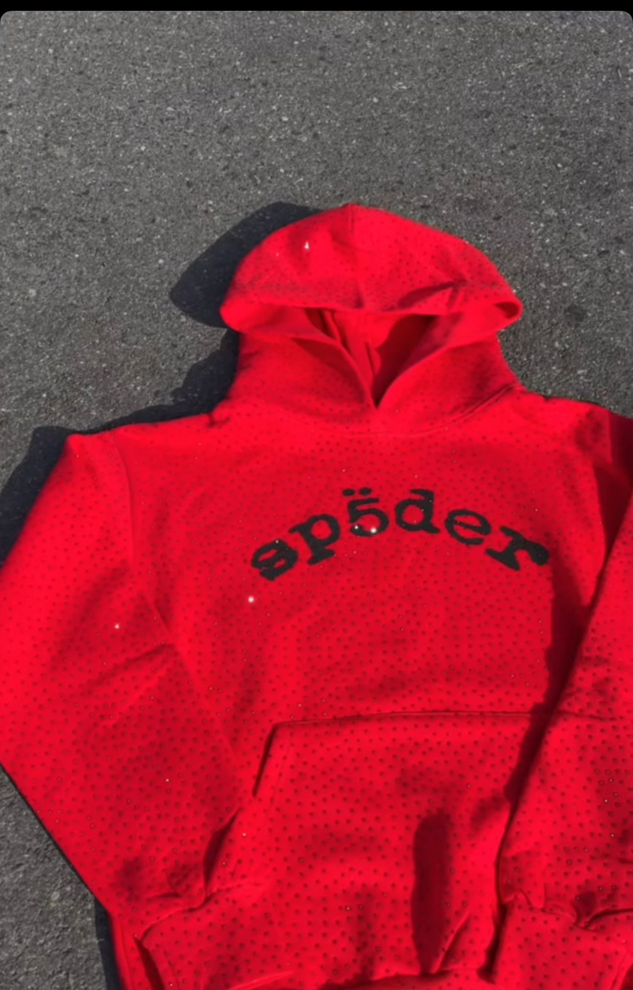 Red Rhinestone Sp5der Hoodie