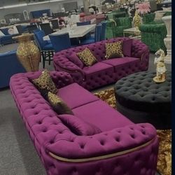 Livingroom Set Velvet Sofa & Loveseat Financing Options Available
