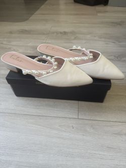 Pearl white Satin Bridal Flats