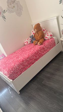 Twin bed frame and mattress