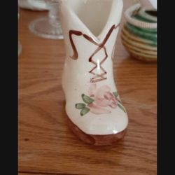 Vintage ceramic porcelain shoe-Toothpick Holder.
