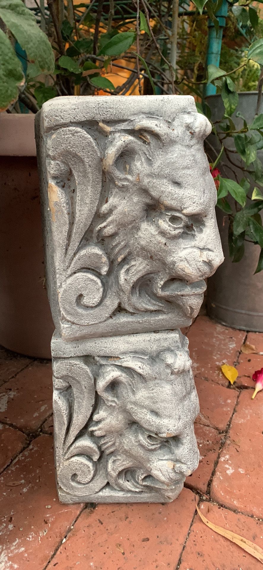 Vintage Rare Gothic Gargoyle Sculpture Medieval Lions