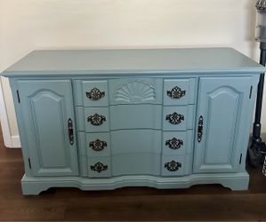 Dresser (SOLID WOOD  - MAHOGANY - painted a blue grey color using heirloom traditions paint)