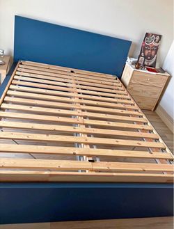 Solid Queen Bed Frame and mattress
