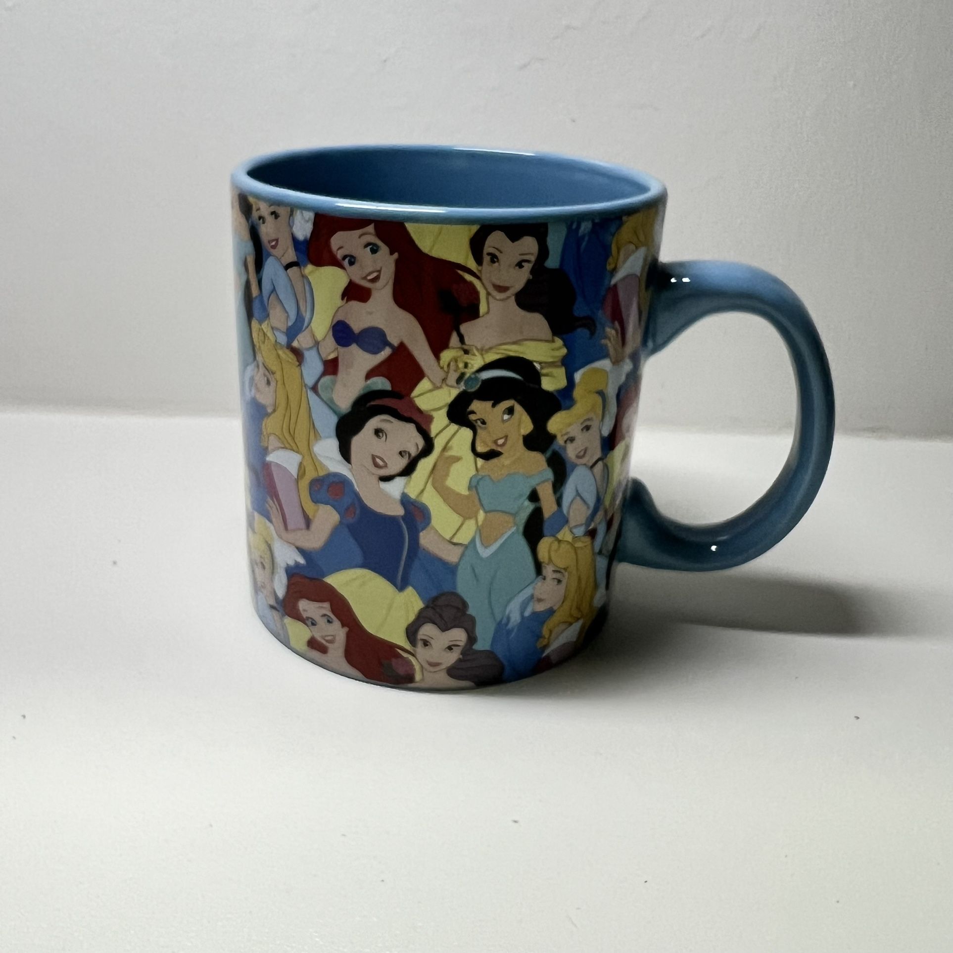 Disney Princess Collage Coffee Mug Cup Large 20 oz Blue Ceramic All Over Design Found Treasures