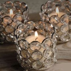 9 Small Crystal candle Holders