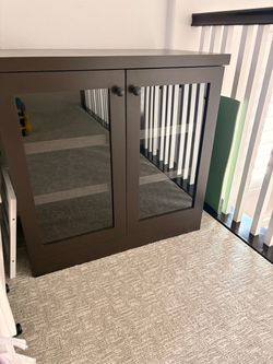 Custom Espresso Cabinet with Glass Doors