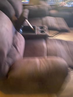 Brown Reclining Sofa with Center Console