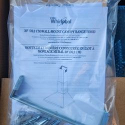 NIB  Whirlpool 30" Wall-mount Canopy Range Hood