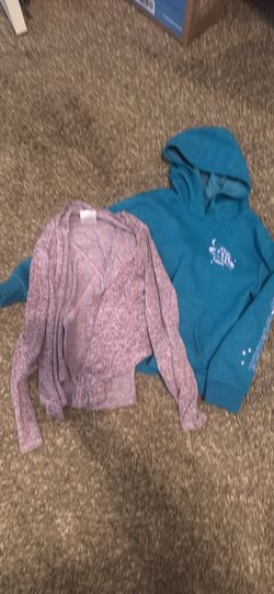 Girls size 7/8 sweater and cardigan (both for $6 or sweater for $4 and purple cardigan for $3)