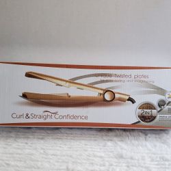 Flat Iron for Hair-Ceramic Hair Straightener and Curler 2 in 1 Inch Multi-Styler