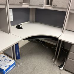 Office desk with storage on top