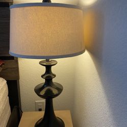 Lamp- Black Base With White Lamp Shade 