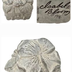 Isabel Bloom Vintage 1996 Concrete Art Pansy Basket Sculpture Paper Weight 