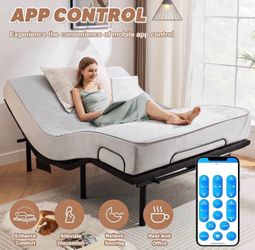 Adjustable Bed Frame, Adjustable Bed Base with 4 Height Adjustable Leg, Adjustable Bed with Massage, Electric Bed with Wireless Remote, Head and Foot 