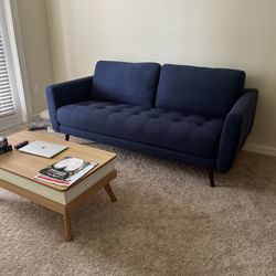 Ginger Denim Sofa With accent Pillows 