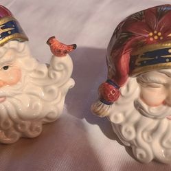 Elegant Santa Heads Salt & Pepper Shakers 