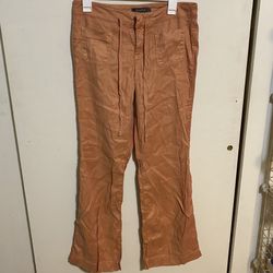 Level 99 Size 28 Orange Low Rise Flared Linen Pants