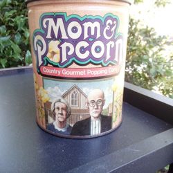 ANTIQUE MOM & POPCORN TIN!!1989!