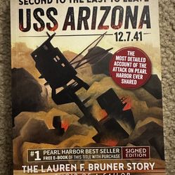 LAUREN BRUNER USS ARIZONA PEARL HARBOR ATTACK SURVIVOR RARE SIGNED BOOK