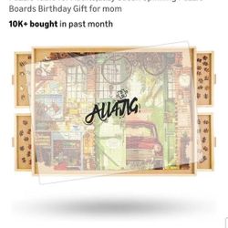 New ALL4JIG 1500 Pieces Rotating Puzzle Board with 4 Drawers and Cover,25"x34" Portable Wooden Jigsaw Puzzle Table for Adults,Lazy Susan Spinning